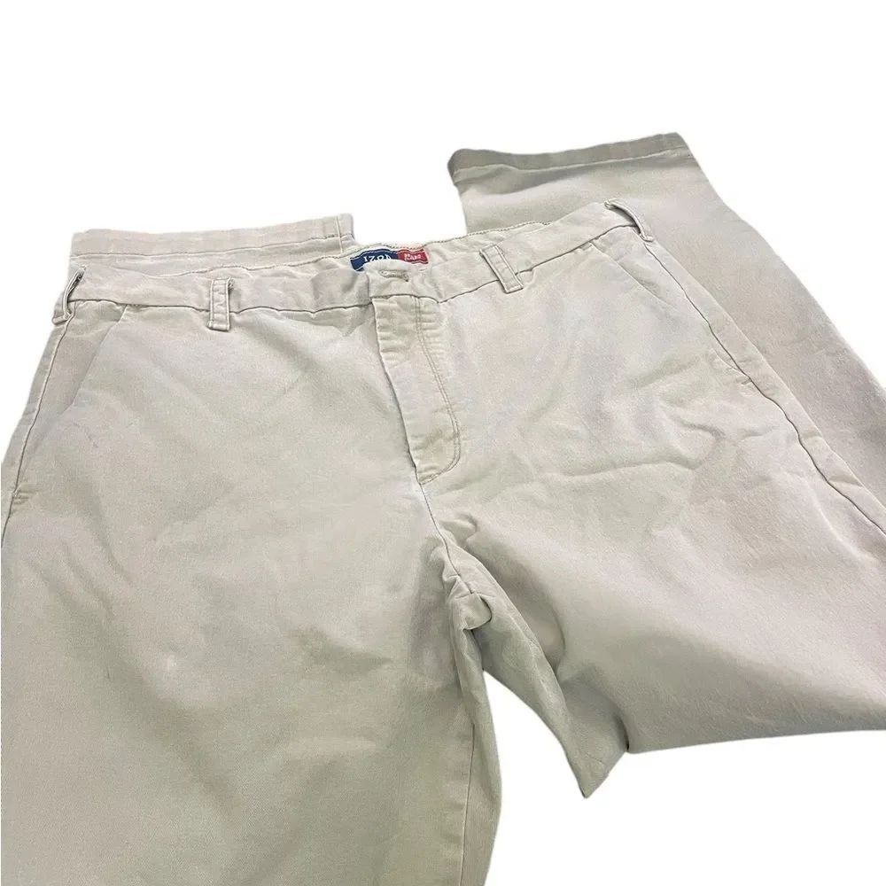 Izod Men's light khaki Pants chino style great condition 38x34 see pics
